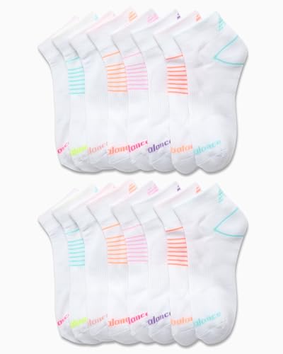 New Balance Meias atléticas para meninas – Meias acolchoadas no tornozelo (pacote com 16), Listra br