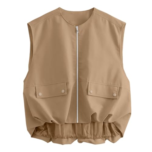 Cardigan sin mangas para mujer resistente con prácticos bolsillos 2