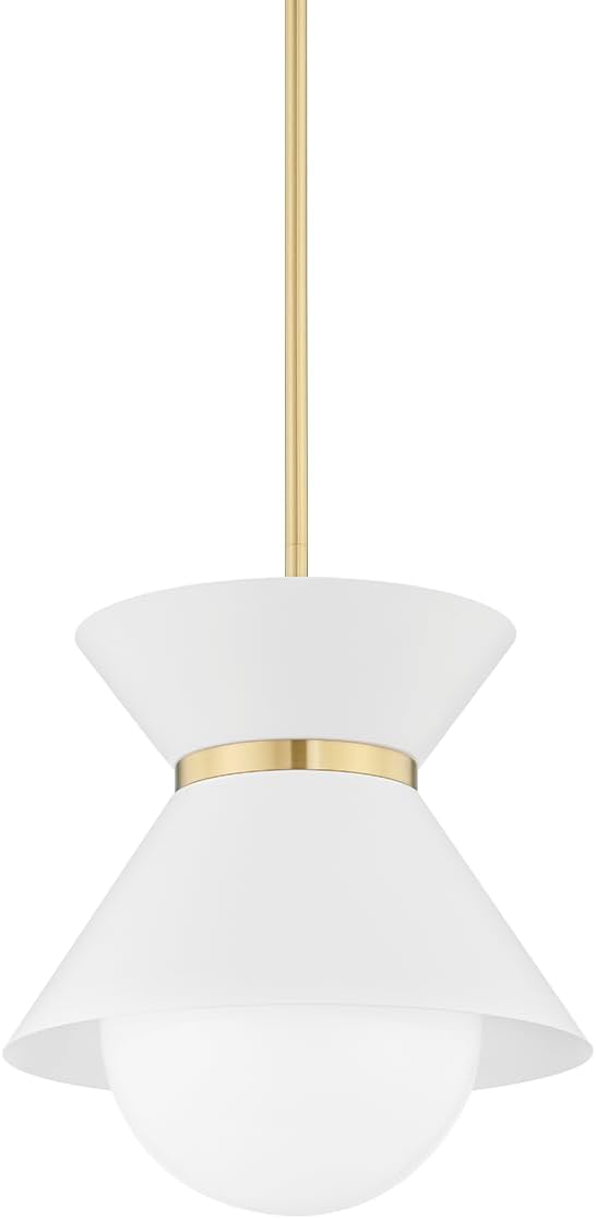 Troy-Standard F8615-SWH/PBR Scout - 1 Light Pendant 14 inches Tall and 15 inches Wide - Soft White/Patina Brass