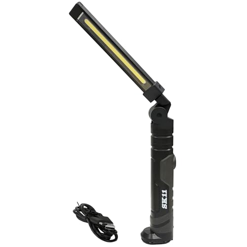 SK11(エスケー11) 充電式LEDワークライト メイン600lm(無段階調光)/トップ150lm 180度開閉+回転 底面マグネット USB-タイプC充電 SLW-600DMFD