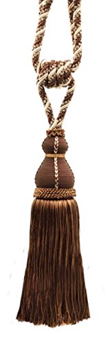 DÃ‰COPRO Elegant Dark Brown, Sand Curtain & Drapery Tassel Tieback / 11 inch Tassel, 30 Inch Spread (Embrace) Style# TBH15 - Espresso Latte D2A2