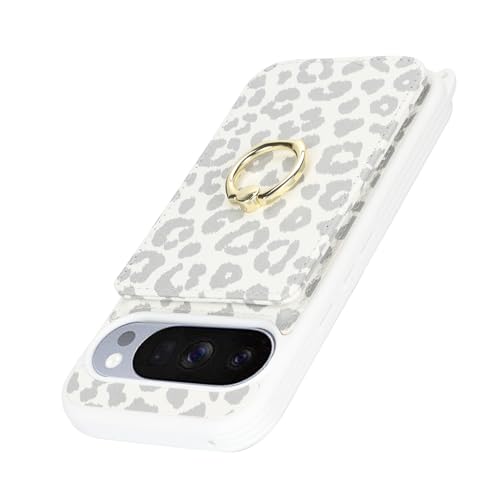 Lipvina for Google Pixel 10/10 Pro Case with Card Holder and Strap for Women,Crossbody Lanyard,RFID Blocking,Ring Stand,Snap Clasp,Cute Phone Wallet Cases 6.3 inch(White Leopard) by Lipvina - Used condition - Image 9