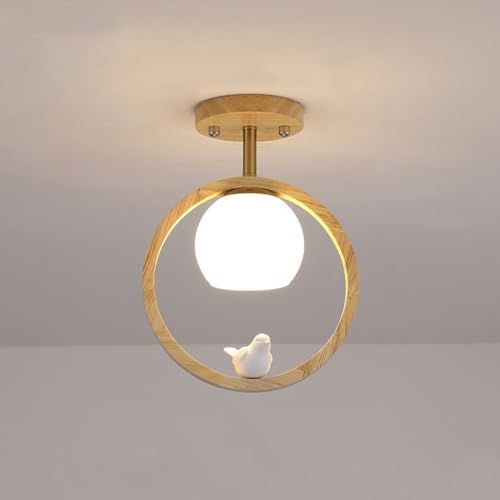 Nature Inspired Bird Ceiling Light Fixture with Glass Globe Shade