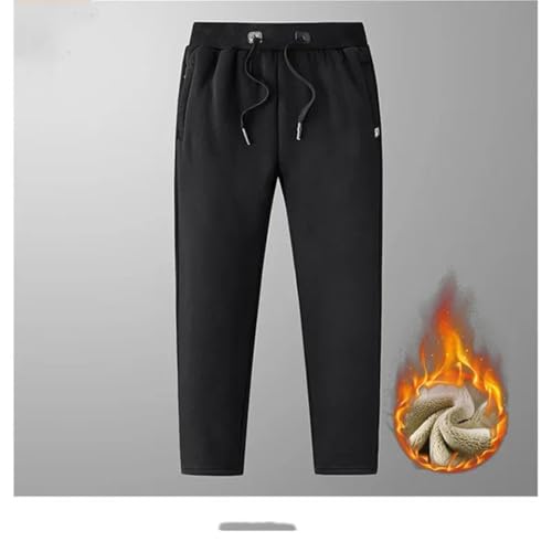 Men's Warm Fleece Lined Pants Straight Leg Sporty Trousers for Middle-Aged3