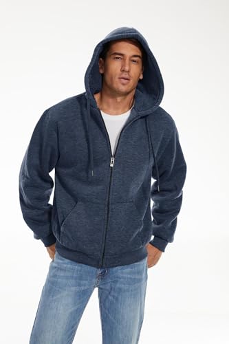 Image of SWISSWELL Men Zip Up Hoodies Sherpa Lined Jacket Heavyweight Fleece Sweatshirt Winter Warm Hooded Coat