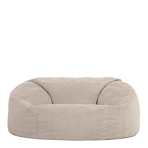 Icon Soul XXL Sitzsack Sofa für Erwachsene, Beige, Flauschiger Cordtstoff, 2 Sitzer, Bequemer Bean...