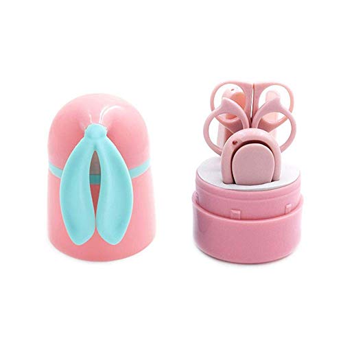 YUEMING Set Manicure per bebè | Kit 5-in-1, Tagliaunghie per bambino sicuro, Forbici, Trimmer per capelli per naso, Pinzette e limetta per unghie,Igiene e Benessere,Sicuro Set Manicure Bambino (rosa)