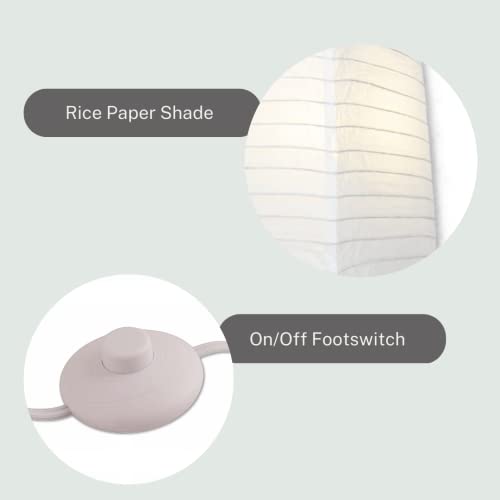 Alumni Paper Floor Lamps (Set Of 2)- Japanese Inspired Stylish Standing Lights With Chrome Base And Elegant White Paper Shade, On/Off Foot Switch Paper Lantern Lamp With Rice Paper Lamp Shade 2-Pack #TOP7