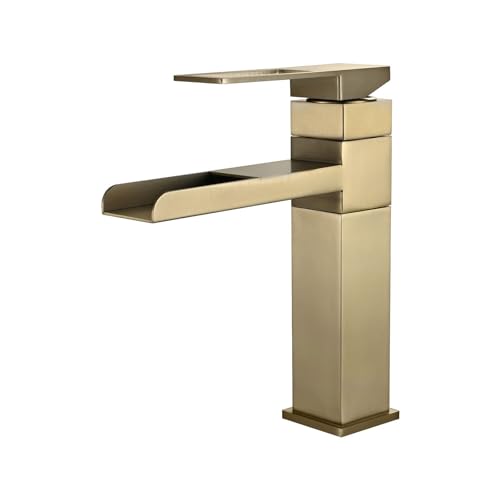 Mitigeur de lavabo cascade en or brossé par MOCHAMIK en acier inoxydable pour salle de bain