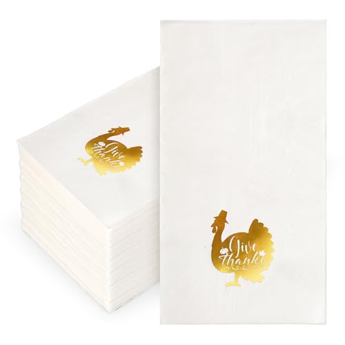 Serviettes en papier automne Whaline lot de 100 pour table de Thanksgiving