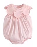 Twoflower Toddler Baby Girl one piece rompers Of Cotton，1st birthday girl outfit with collar pink Sleeveless jumpsuits in summer (Light Pink, 6 months)
