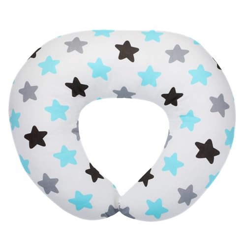babyboat Nursing Pillow for Breastfeeding Breathable Breast Feeding Pillow with Removable Cover, Blue Star Pattern Feeding Pillow for Tummy Time and Bottle