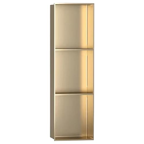 QUSYZD 304 Stainless Steel Waterproof Shower Niche - Leak-Proof Recessed Alcove for Toiletry Storage & Organizer Solution in Bathroom, Modern Design for Optimal,Champagne Gold-90x28x12.5CM