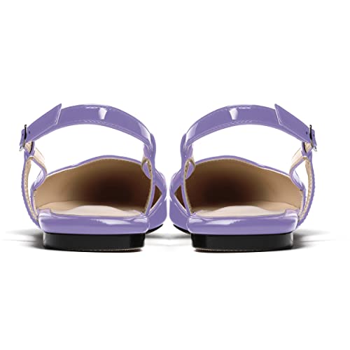 SKYSTERRY Women's Pointed Toe Slingback Casual Patent Buckle Flats Pumps Office Dress Shoes4