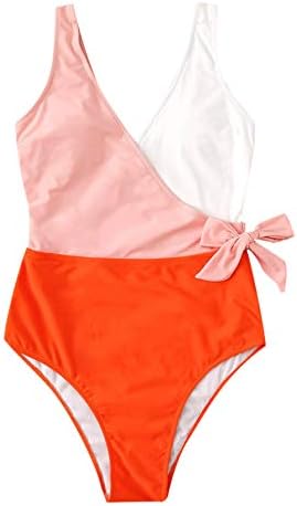 SweatyRocks Women’s One Piece Bathing Suits V Neck Tie Front Color Block Swimsuit Swimwear Monokini SweatyRocks Women’s One Piece Bathing Suits V Neck Tie Front Color Block Swimsuit Swimwear Monokini