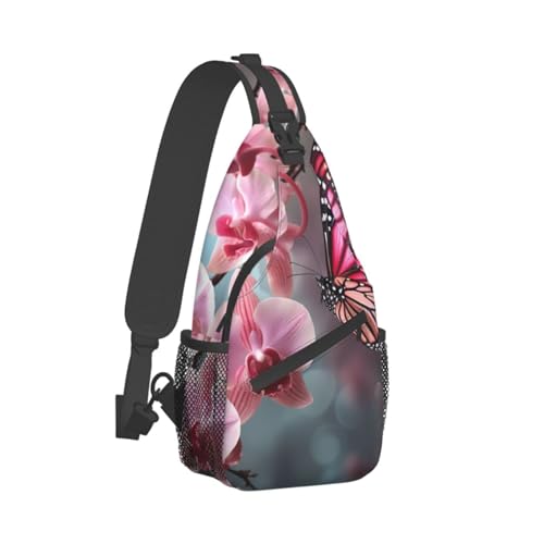 JUZGTSIT Bolso bandolera para mujeres y hombres, bolso cruzado pequeño, mochila de koala y mariposa, bolsa de pecho para senderismo, Mantequilla de orquídea, Talla única