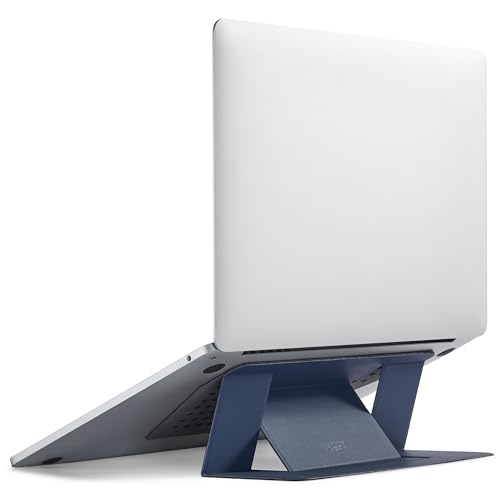 Image of MOFT Laptop Stand, Adhesive Laptop Riser with 2 Adjustable Viewing Angles, Foldable Computer Stand Compatible with MacBook Air, Pro 11 inch-16 inch,Light Navy Blue