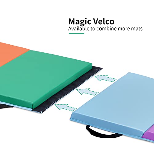 Oneofics Gymnastics Mat 5-Panel Folding Exercise Mat 6’X2’X1.8”Lightweight Portable Kids’tumbling Mat With Carrying Handles For Home Gym Workout & Active Play #TOP3