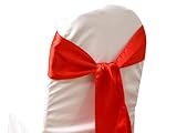10 New Satin Chair Sashes Bows Ties - Wedding Decorations - Red