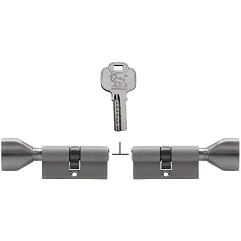 2x thumb turn knob euro cylinder locks 35/35mm, keyed alike, with 10 reversible keys (35x35) (KSN) Cover