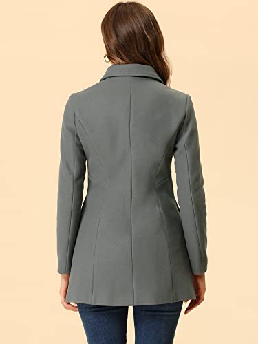 Allegra K Women's Peter Pan Collar Double Breasted Winter Long Trench Pea Coat4