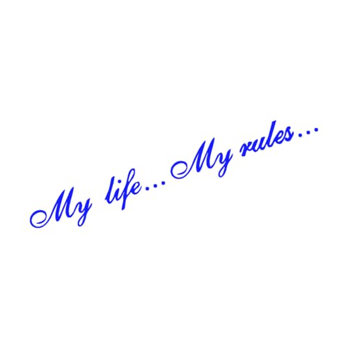 Image of My Life My Rules Car Vinyl Sticker Decal, Self-Adhesive Automotive Windshield Banner Sticker, Vehicle Decorative Letters Decal Accessories, Universal for RV, SUV, Truck (Blue)