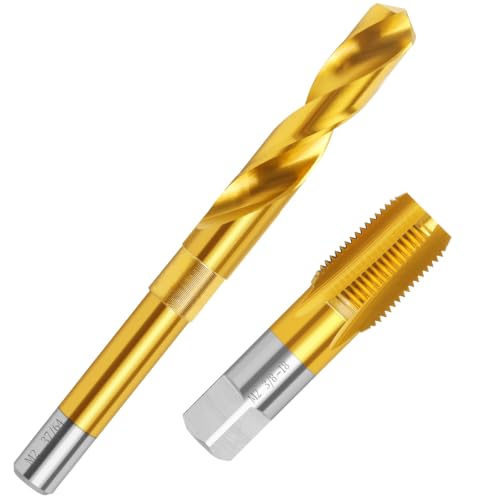 Image of 3 /8-18 NPT Pipe Tap and 37 /64 inch Drill Set,M2 HSS Hand Threading Plumbing Tap