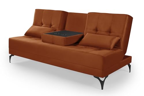 Sofá Cama Solteiro Colorado Reclinável 3 Posições Tecido Suede (Terracota)