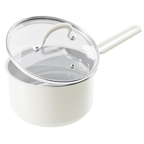 Cacerola para todo tipo de fuegos de 18 cm con tapa y mango olla inducción 2L 2