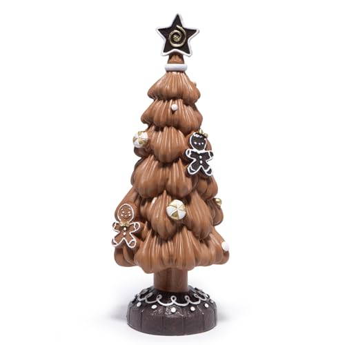 Hodao Christmas Tree Resin Figurine Brown Hand-Painted Gingerbread Christmas Tree with Candy Ornaments Holiday Tabletop Dcor Gift for Family Mantel and Winter Home Decoration