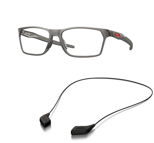 Oakley OX8032 Eyeglasses Bundle: OX 8032 803202 Hex Jector Satin Grey Smoke and Small Black leash Accessory kit