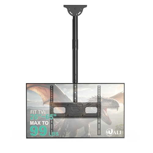 Image of WALI Ceiling TV Mount Long Arm, Full Motion Adjustable Bracket Fits Most LED, LCD TVs 26 to 65 inch, up to 99lbs, Height Extension up to 35.8 Inch, Mounting Holes up to 400x400mm (CM2665XL-P), Black