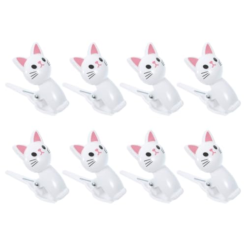 Frcolor 8個 可愛い猫デザイン食品密封クリップ 袋止めクリップ 強力密封で鮮保持 冷凍庫対応 多用途スナック袋用フードバッグシールクラン