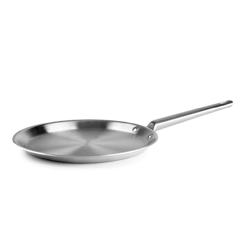 IBILI - Crêpière 5Ply Element 26 cm, acier inoxydable, sans antiadhésif, 5 couches, compatible induction