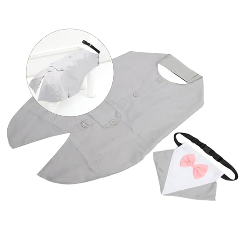 Disfraz formal para perro con pañuelo triangular gris M miniatura 7