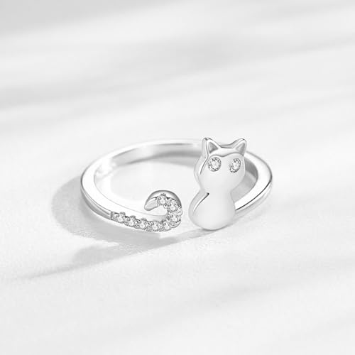 Bague Argent 925 ajustable pour doigt sensible avec zircone rond
