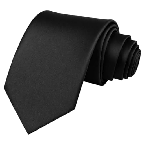 ZENVERNO Mens Black Tie Classic Solid Color Necktie for Men 3.15 (8cm) Width Formal Wedding Business (Black)