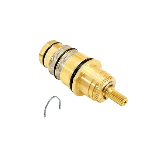 Wakects Douche Thermostatique, Valve de Remplacement en Laiton pour Série T30, Contrôle Précis de la Température avec Bouton d'arrêt écologique pour Salles de Bains Modernes (Laiton jaune)