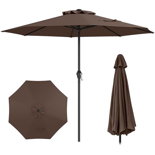 COSTWAY Sonnenschirm 250 cm, Gartenschirm mit Kurbel, Terrassenschirm mit 8 Rippen, Balkonschirm,...