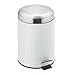 Relaxdays Kosz na kosmetyki, 5 litrów, automatyczne opuszczanie, wyjmowany kosz wewnętrzny, kosz na śmieci, metalowy, kosz na pedał, biały