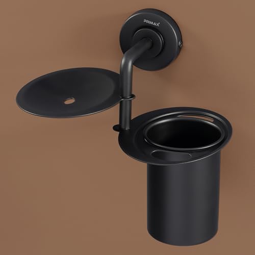 Image of Plantex (Primax) 304 Grade Stainless Steel 2in1 Soap Holder with Tumbler Holder /Bathroom Accessories - Daizy (Black)