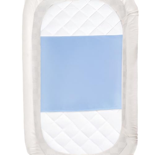 Image of PROMEED 100% Mulberry Silk Bassinet Sleeve for Baby Bald Spots, Preminium 23 Momme Silk Bassinet Half Sheet for Baby Hair Loss (Light Blue)