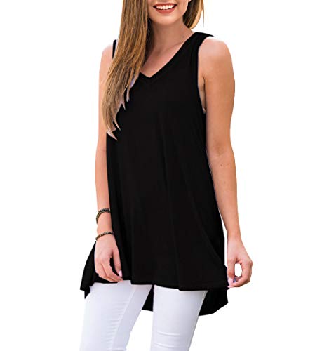 AWULIFFAN Women's Summer Sleeveless V-Neck T-Shirt Tunic Tops Blouse Shirts2