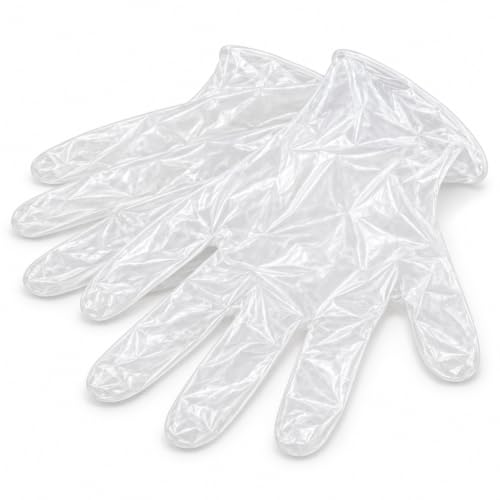 1ABOVE 100 Clear Vinyl Disposable Gloves | Latex | Powder Free | Use For Food, Safety, Cleaning, etc…(Large)