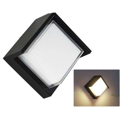iKenta Wall Lights Fixtures,12W 6000K White Light IP65 Waterproof Outdoor Exterior Wall Light Fixture,Black Square Wall Lamp,Modern Wall Mount Lights for Living Room,Hallway,Garage,Stair,Porch,Patio