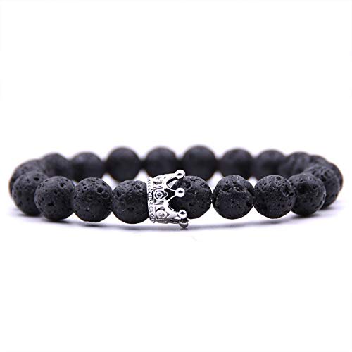 Bracelet en pierre naturelle couronne 8mm, le cadeau idéal pour homme