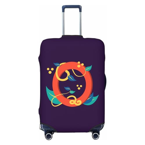 Travel Luggage Cover,Orange Letter O With Leaves Stretch Suitcase Cover Protector with Zipper Closure For 18-32 Inch Luggage