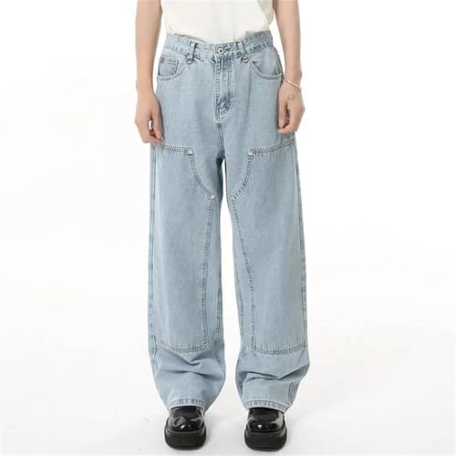Men's Casual High-Waisted Jeans, Trendy Straight Cut, Distressed Baggy Denim Pants2