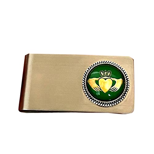 Claddagh Irish Money Clip, Metal Wallet, Credit Card Holder Organizer - Irish Gifts for Men, Silver Steel