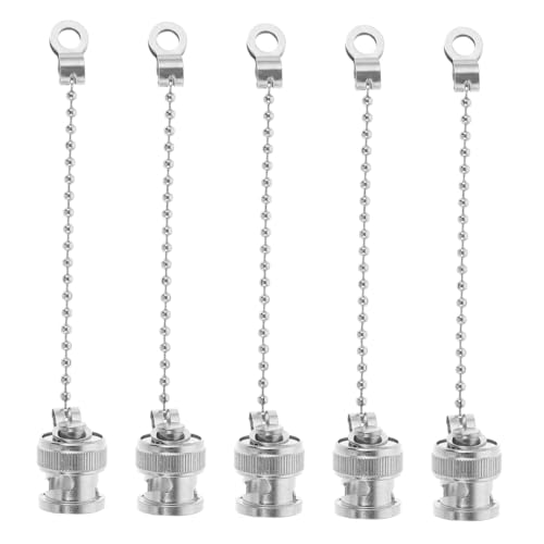 PRETYZOOM 5pcs Dust Cap Cover Female Type- for Soldering Protective Cap with Chain Protective Caps Cap Connector Parts Adapter Caps Silver Nickel-Plated Copper